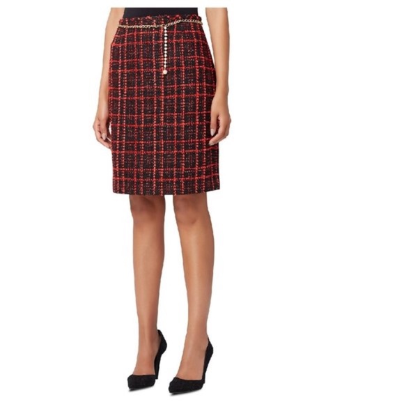Tahari Asl Plaid Boucle Pencil Skirt - Picture 1 of 8